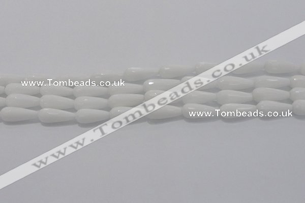 CTR105 15.5 inches 8*20mm faceted teardrop white porcelain beads