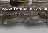 CTR106 15.5 inches 8*20mm faceted teardrop grey agate beads