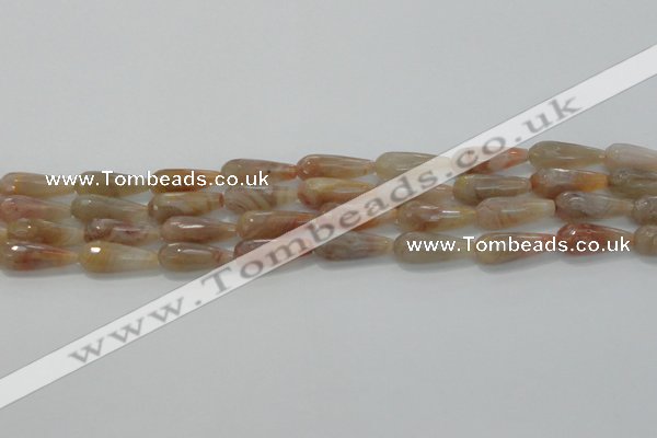 CTR107 15.5 inches 8*20mm faceted teardrop yellow agate beads