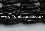 CTR109 15.5 inches 8*20mm faceted teardrop black agate beads