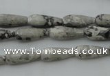 CTR11 15.5 inches 6*16mm faceted teardrop grey picture jasper beads