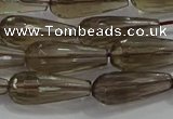 CTR110 15.5 inches 8*20mm faceted teardrop smoky quartz beads