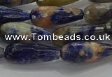 CTR111 15.5 inches 8*20mm faceted teardrop orange sodalite beads