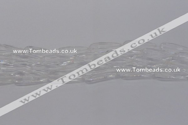 CTR130 15.5 inches 10*30mm faceted teardrop white crystal beads