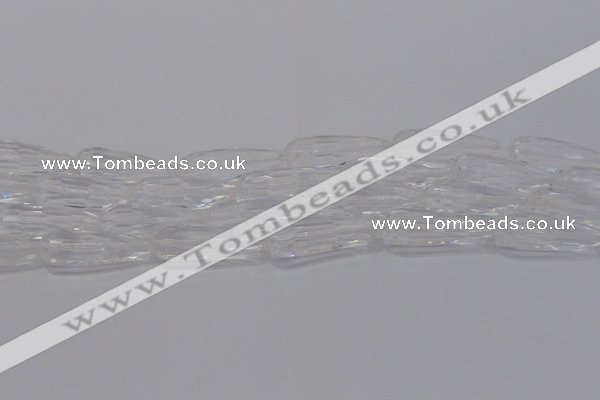 CTR130 15.5 inches 10*30mm faceted teardrop white crystal beads