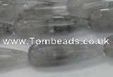 CTR131 15.5 inches 10*30mm faceted teardrop cloudy quartz beads