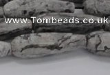 CTR139 15.5 inches 10*30mm faceted teardrop grey picture jasper beads