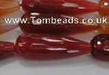 CTR142 15.5 inches 10*30mm faceted teardrop red agate beads