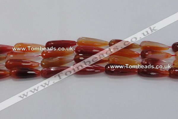 CTR142 15.5 inches 10*30mm faceted teardrop red agate beads