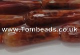 CTR143 15.5 inches 10*30mm faceted teardrop natural fire agate beads