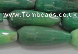 CTR144 15.5 inches 10*30mm faceted teardrop grass agate beads