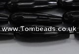 CTR145 15.5 inches 10*30mm faceted teardrop black agate beads