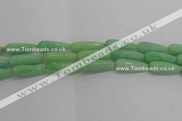 CTR146 15.5 inches 10*30mm faceted teardrop jade gemstone beads