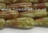 CTR152 15.5 inches 6*16mm teardrop green dragon serpentine jasper beads