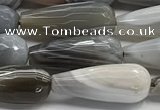 CTR154 15.5 inches 8*20mm faceted teardrop grey Botswana agate beads