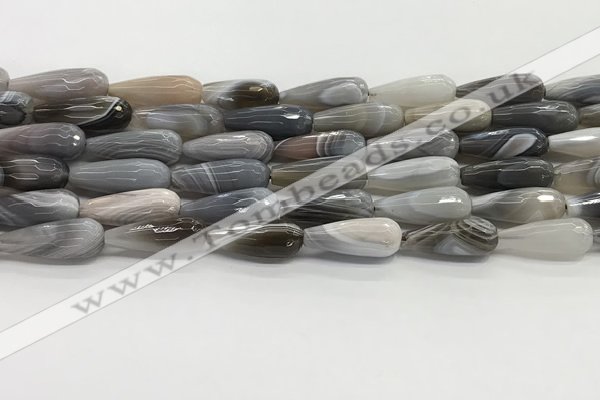 CTR154 15.5 inches 8*20mm faceted teardrop grey Botswana agate beads