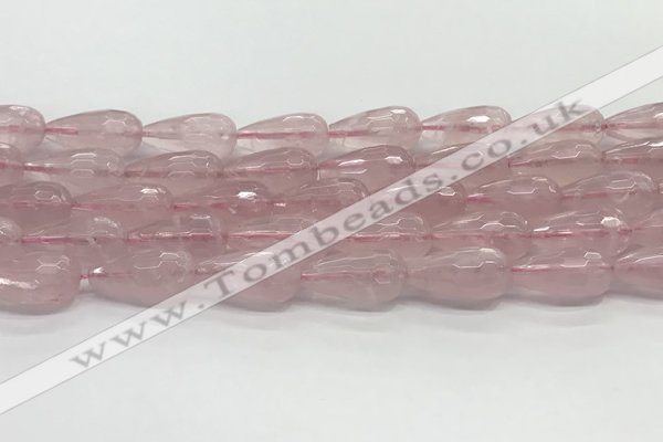 CTR159 15.5 inches 10*20mm faceted teardrop rose quartz beads