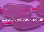 CTR203 16*35mm - 20*45mm faceted teardrop rose quartz beads