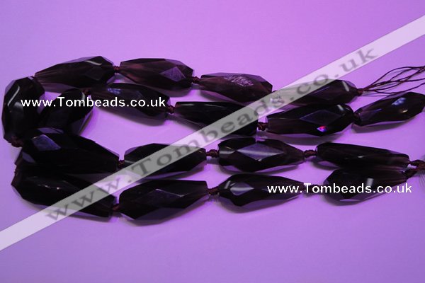 CTR206 15*34mm - 20*42mm faceted teardrop smoky quartz beads