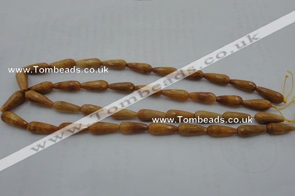 CTR21 15.5 inches 8*20mm faceted teardrop yellow jade beads