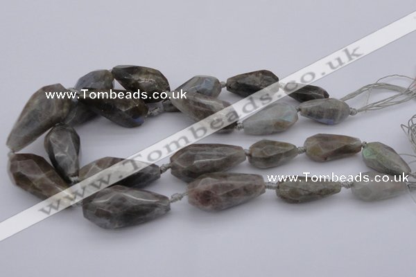 CTR214 15.5 inches 15*25mm - 16*40mm faceted teardrop labradorite beads