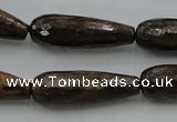 CTR30 15.5 inches 10*30mm faceted teardrop bronzite gemstone beads