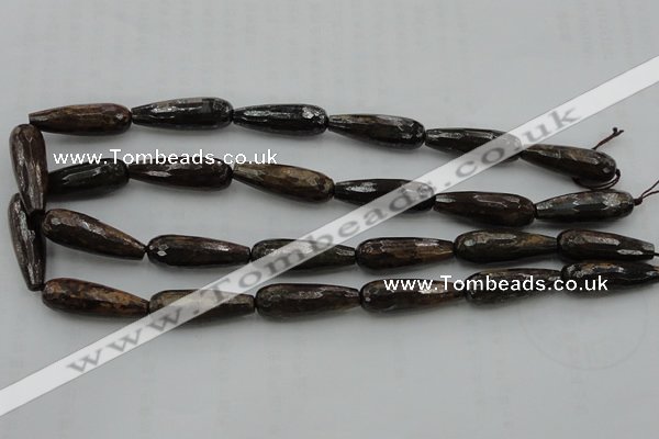 CTR30 15.5 inches 10*30mm faceted teardrop bronzite gemstone beads