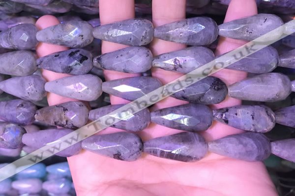 CTR309 15.5 inches 10*25mm faceted teardrop labradorite beads