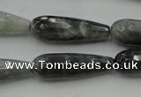 CTR31 15.5 inches 10*30mm faceted teardrop eagle eye jasper beads