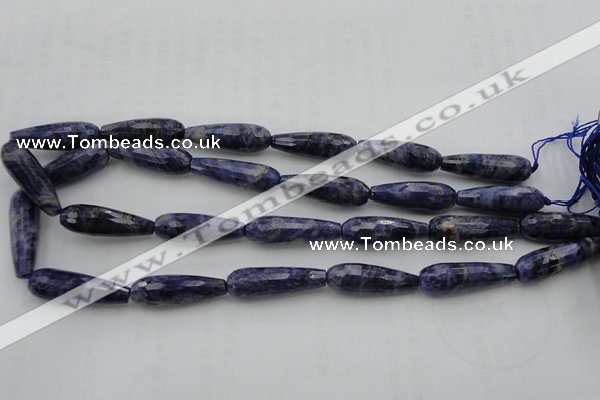 CTR32 15.5 inches 10*30mm faceted teardrop sodalite gemstone beads
