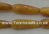 CTR33 15.5 inches 10*30mm faceted teardrop yellow jade beads