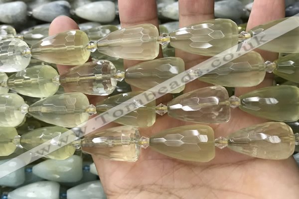 CTR352 15.5 inches 15*25mm faceted teardrop lemon quartz beads