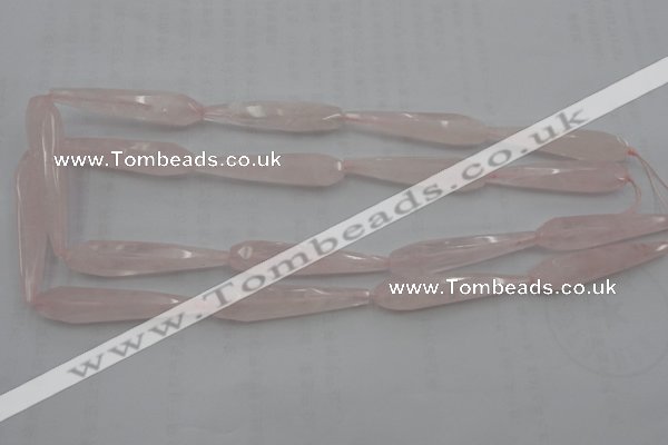 CTR41 15.5 inches 10*40mm faceted teardrop rose quartz beads