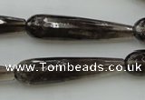 CTR42 15.5 inches 10*40mm faceted teardrop smoky quartz beads