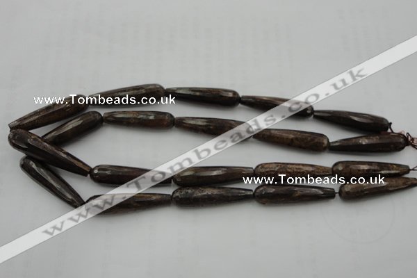 CTR45 15.5 inches 10*40mm faceted teardrop bronzite gemstone beads