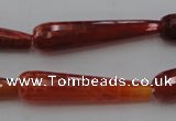 CTR46 15.5 inches 10*40mm faceted teardrop natural fire agate beads