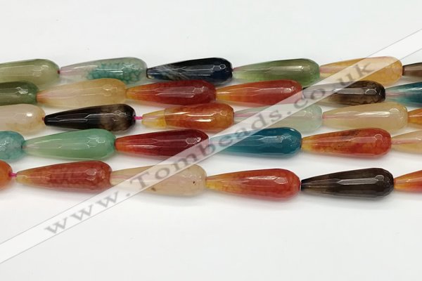 CTR463 15.5 inches 10*30mm faceted teardrop agate beads wholesale