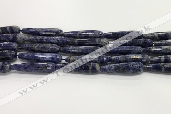 CTR47 15.5 inches 10*40mm faceted teardrop sodalite gemstone beads