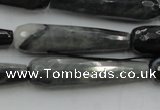 CTR48 15.5 inches 10*40mm faceted teardrop eagle eye jasper beads