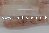 CTR57 15.5 inches 10*40mm faceted teardrop pink quartz beads