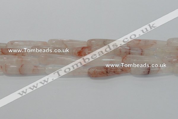 CTR57 15.5 inches 10*40mm faceted teardrop pink quartz beads