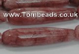 CTR58 15.5 inches 10*40mm faceted teardrop strawberry quartz beads