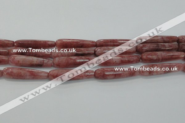 CTR58 15.5 inches 10*40mm faceted teardrop strawberry quartz beads