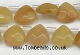 CTR605 Top drilled 10*10mm faceted briolette yellow aventurine beads