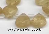 CTR615 Top drilled 10*10mm faceted briolette yellow watermelon beads