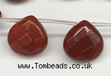 CTR616 Top drilled 10*10mm faceted briolette red agate beads