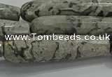 CTR66 15.5 inches 10*40mm faceted teardrop grey picture jasper beads