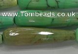 CTR67 15.5 inches 10*40mm faceted teardrop grass agate beads