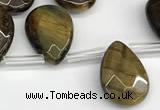 CTR670 Top drilled 10*14mm faceted briolette yellow tiger eye beads