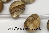 CTR699 Top drilled 12*16mm faceted briolette picture jasper beads